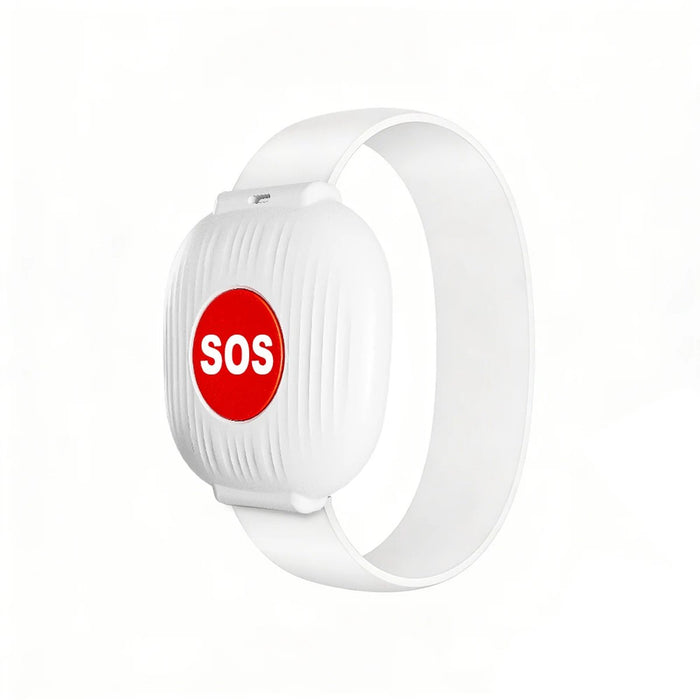 Braccialetto SOS Tocco Sicuro bianco con tasto rosso